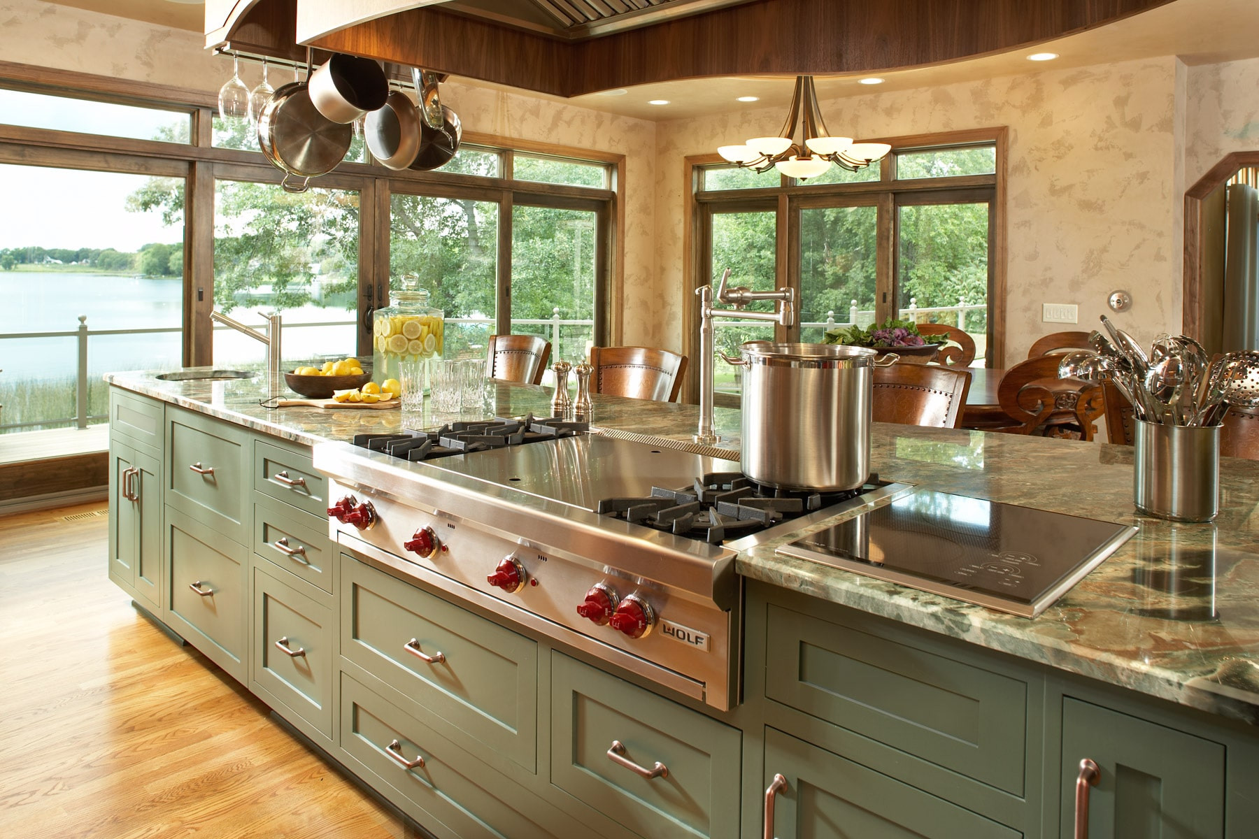 kitchen island with cooktop