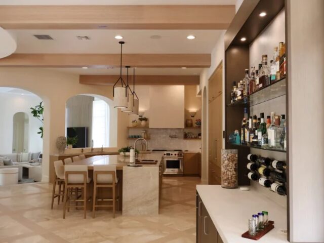 Open plan kitchen and bar cabinetry by Mastery Cabinetry Orlando
